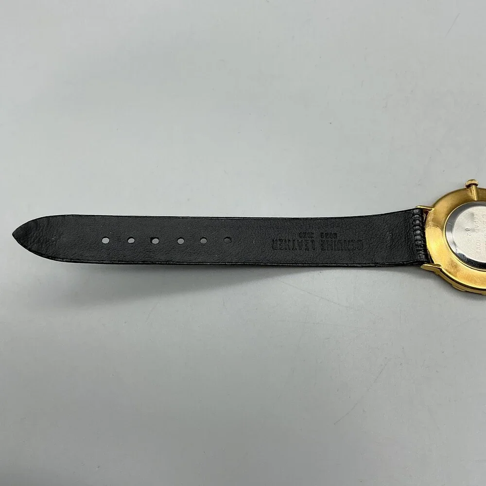 Cenere 822 Womens Watch 32mm MOP Dial Gold Tone Black Leather New Battery